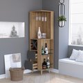 Tuhome Salem Corner Bar Cabinet, Two External Shelves, Two Drawers, Four Wine Compartments, Pine/Matt Gray BMP7770